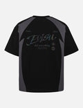 Panel Blocking with Colorful Logo Print Loose Fit T-Shirt