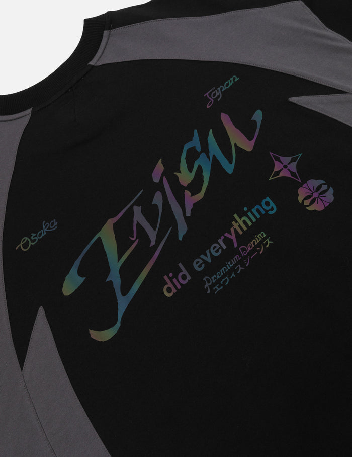 Panel Blocking with Colorful Logo Print Loose Fit T-Shirt