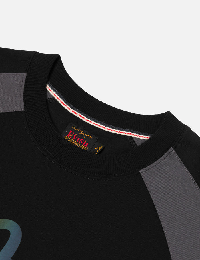 Panel Blocking with Colorful Logo Print Loose Fit T-Shirt