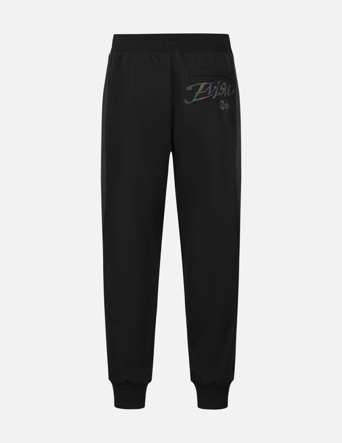 Panel Blocking with Colorful Logo Print Relax Fit Sweatpants