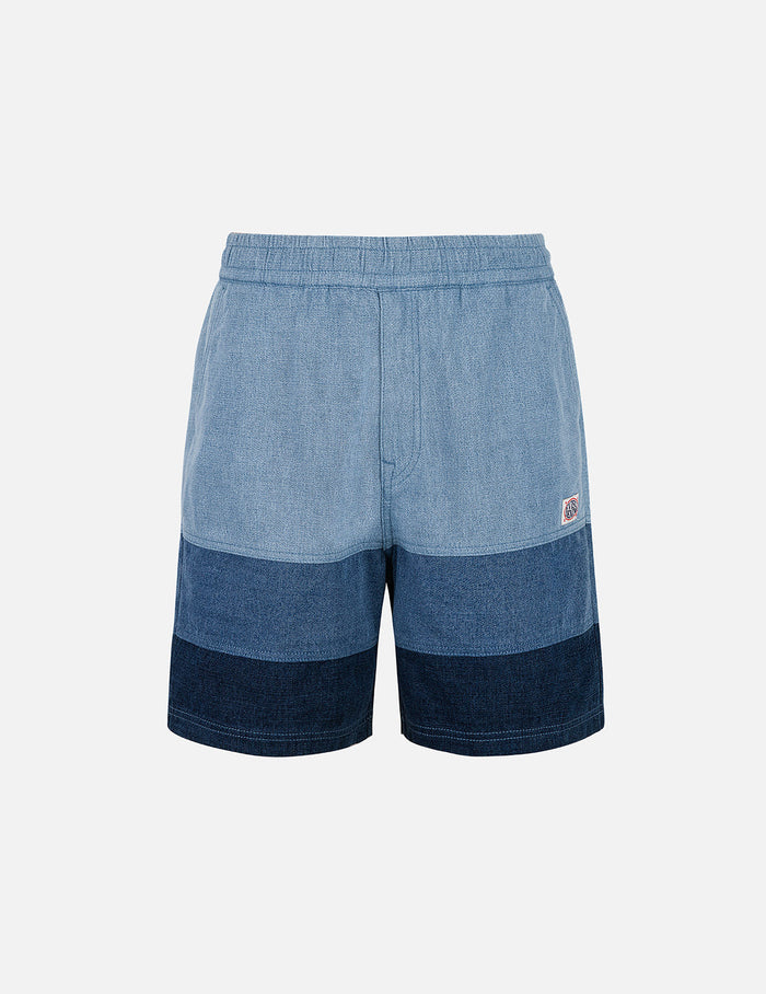 Panel Design Regular Fit Denim Shorts