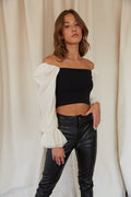 chiffon puff sleeve top with sweater bodice- date night - anniversary - dinner date - going out