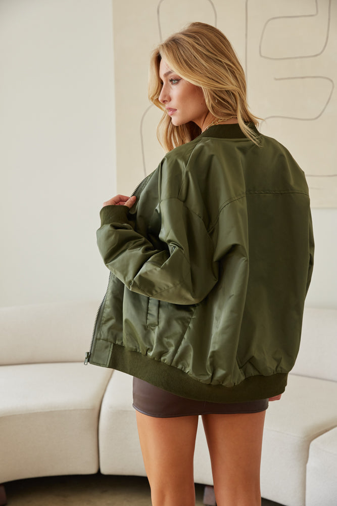 olive green bomber jacket - pumpkin patch - apple picking - orchard - picking pumpkins - painting pumpkins - fall weather jacket