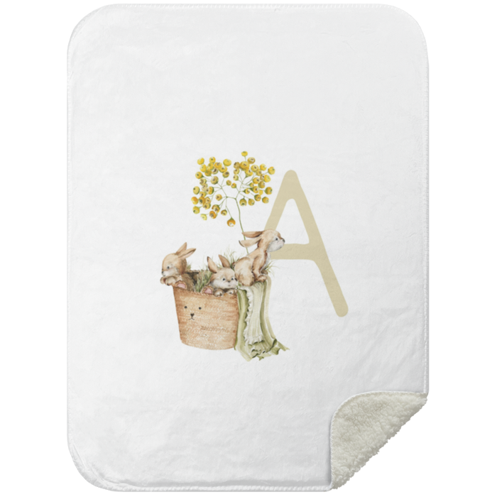 Personalized Soft Sherpa Blanket with Letter "A" - Family Fabrics B.V.