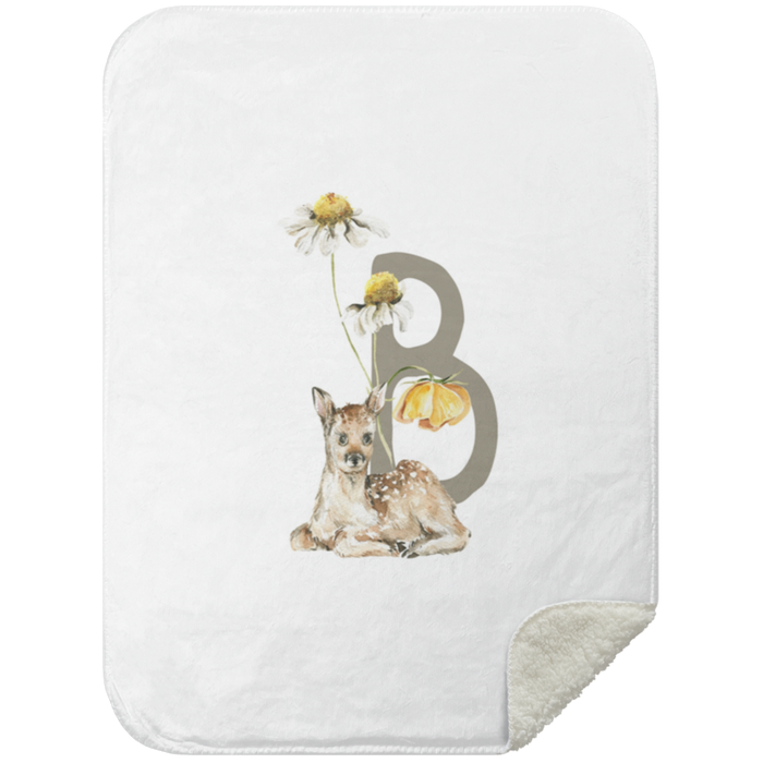 Personalized Soft Sherpa Blanket with Letter "B" - Family Fabrics B.V.