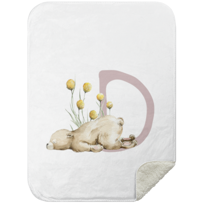 Personalized Soft Sherpa Blanket with Letter "D" - Family Fabrics B.V.