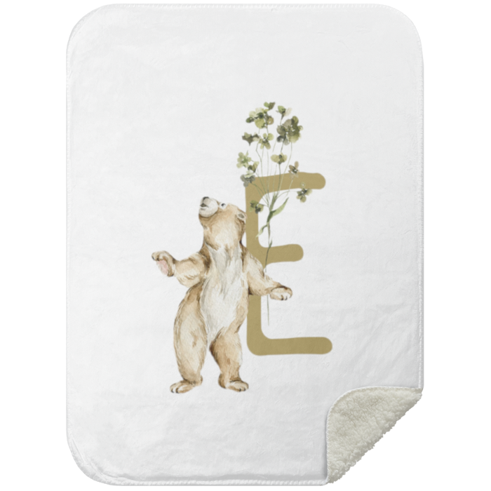 Personalized Soft Sherpa Blanket with Letter "E" - Family Fabrics B.V.