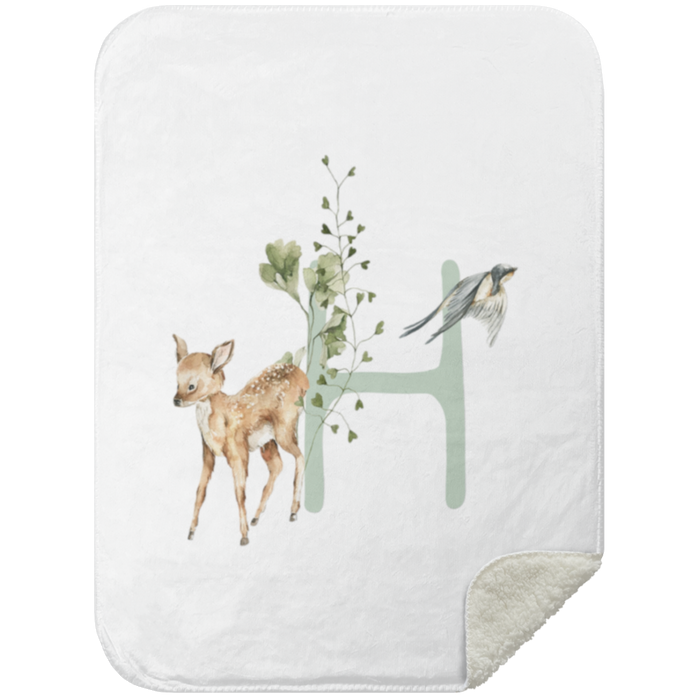 Personalized Soft Sherpa Blanket with Letter "H" - Family Fabrics B.V.