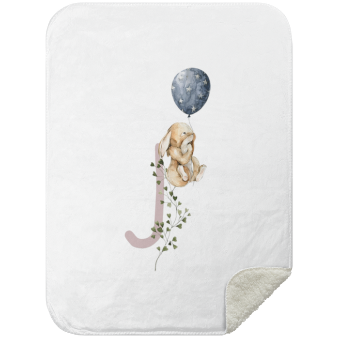 Personalized Soft Sherpa Blanket with Letter "J" - Family Fabrics B.V.