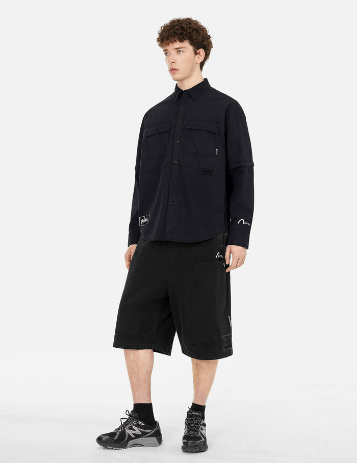 Pigment Dyed Heavy Washed Fashion Fit Skateboard Shorts