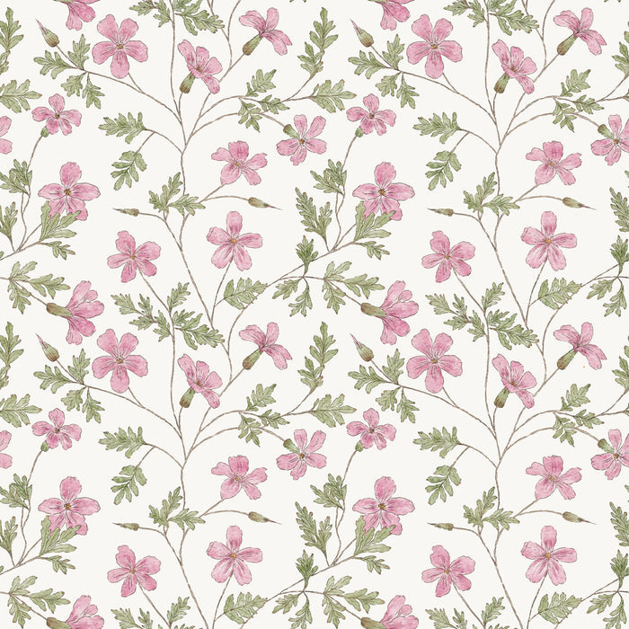 Pink Leafy Flowers Roberta - Family Fabrics B.V.