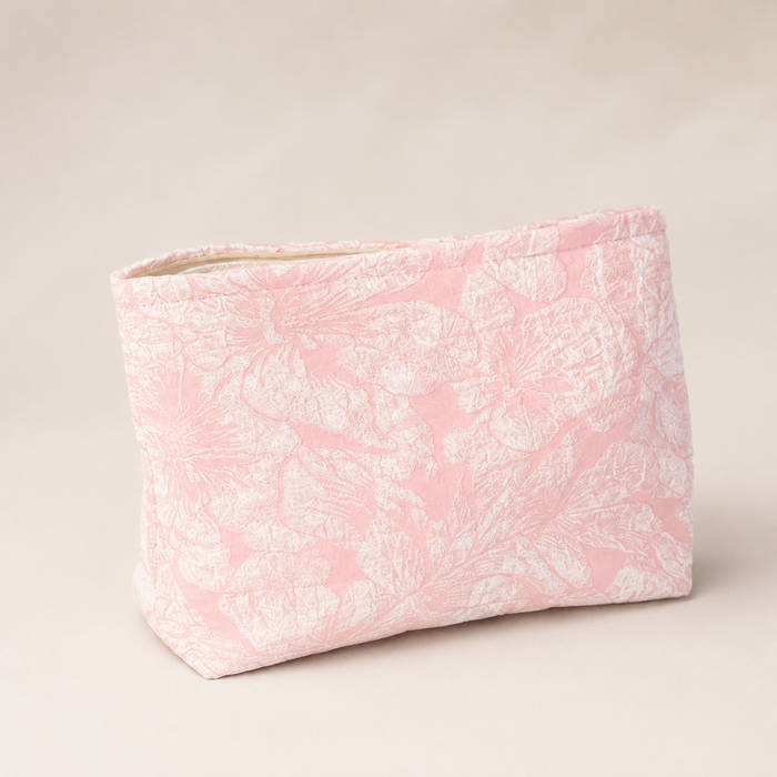 Pink Quilted Floral Clutch Pouch