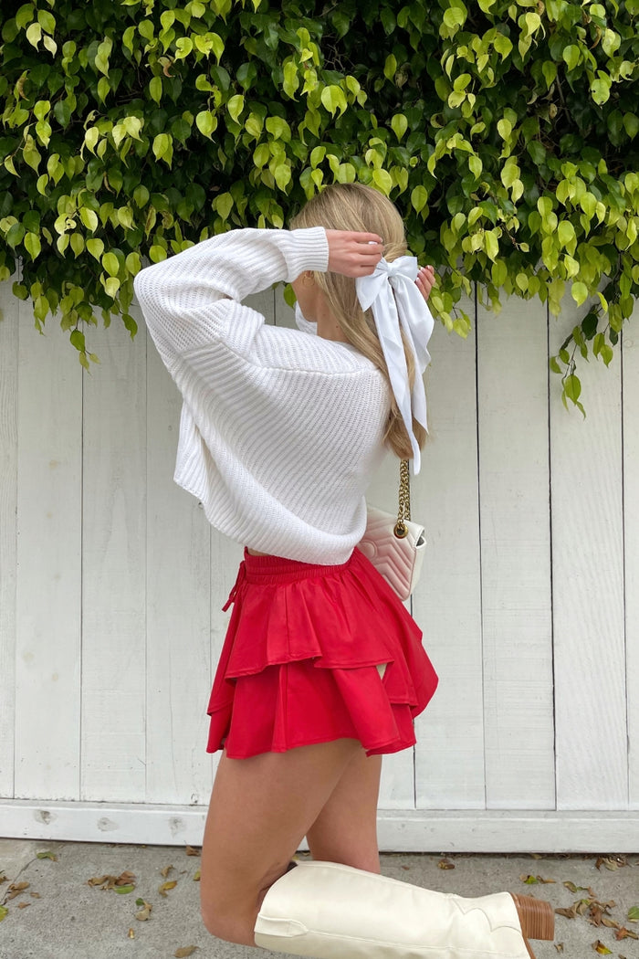 red faux leather ruffle shorts - high waisted vegan leather shorts