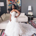 Plus Size Wedding Dresses Mermaid Sweetheart Ruffle Train - Envious Designs