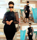 Polka Dot Puffy Sleeve Bodycon Dress