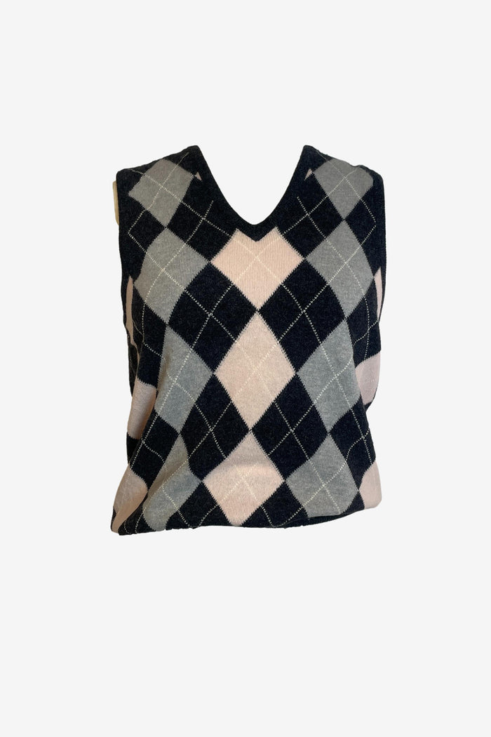 Pringle Grey Argyle Knit Vest image 0