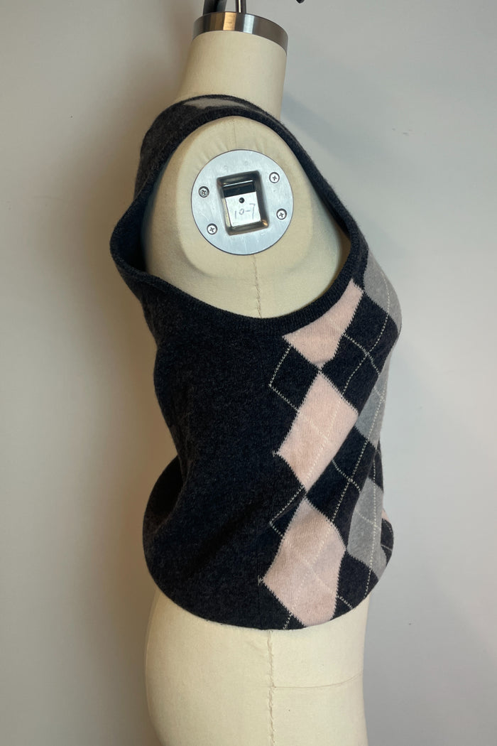 Pringle Grey Argyle Knit Vest image 1