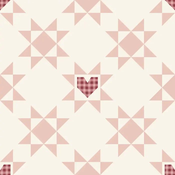 Quilted Star and Valentine Hearts Blanket Pink - Family Fabrics B.V.