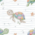 Rainbow Turtles White Waves - Family Fabrics B.V.