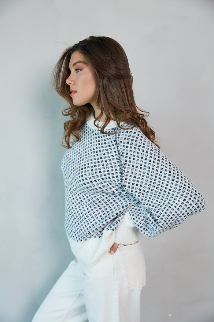 side-view | patterned sweater | casual outfit | cozy outfit | trendy winter outfits | sweater boutique