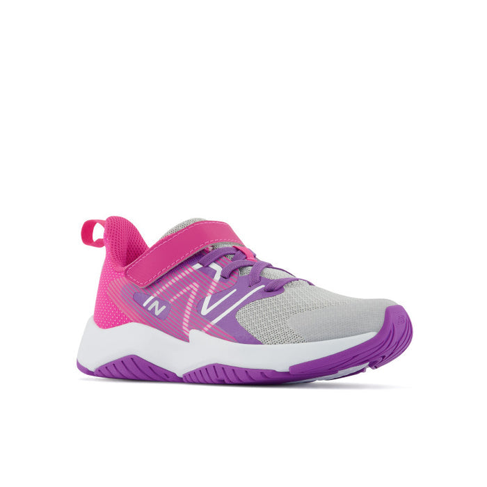 Rave Run v2 Bungee Lace - Summer Fog with Mystic Purple and Hi-Pink - Big Kids