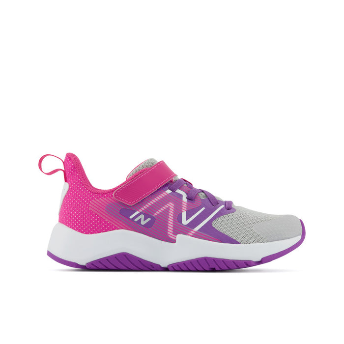 Rave Run v2 Bungee Lace - Summer Fog with Mystic Purple and Hi-Pink - Big Kids