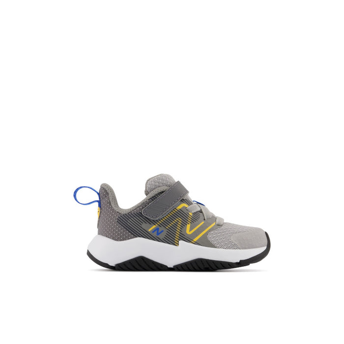 Rave Run v2 Bungee Lace with Top Strap - Grey with Blue and Gold - Toddler
