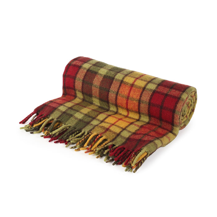 Recycled Wool Tartan Blanket Throw Buchanan Autumn