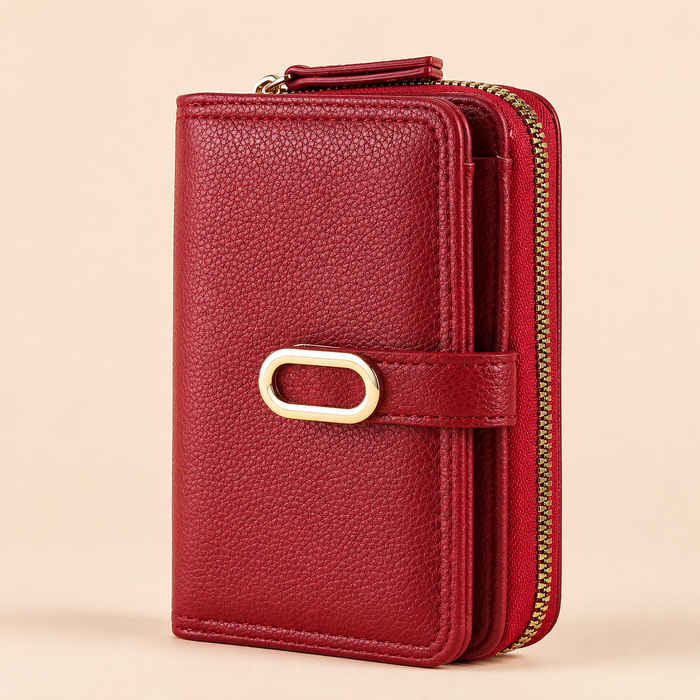 Red Compact Zip Wallet