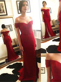 Red Off Shoulder Mermaid Prom Dresses, Red Mermaid Graduation Dresses, Evening Dresses, Red Formal Dresses
