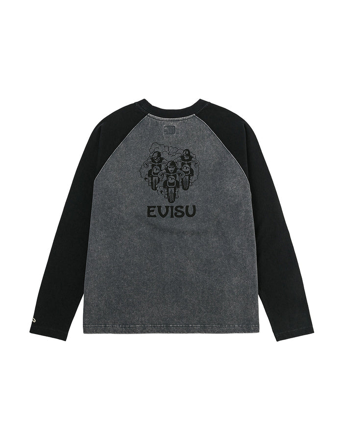 Retro Motocross Print Relax Fit Long-sleeve T-shirt