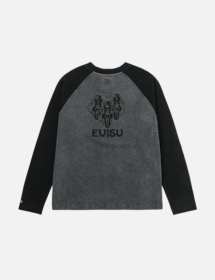 Retro Motocross Print Relax Fit Long-sleeve T-shirt