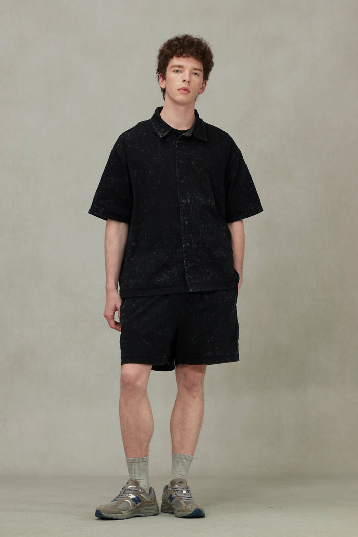 Reversible Washed Logo Embroidery and Embossing Relax Fit Jersey Shirt