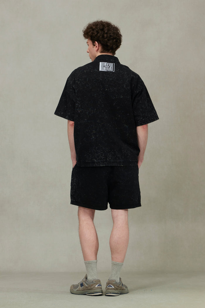 Reversible Washed Logo Embroidery and Embossing Relax Fit Jersey Shirt