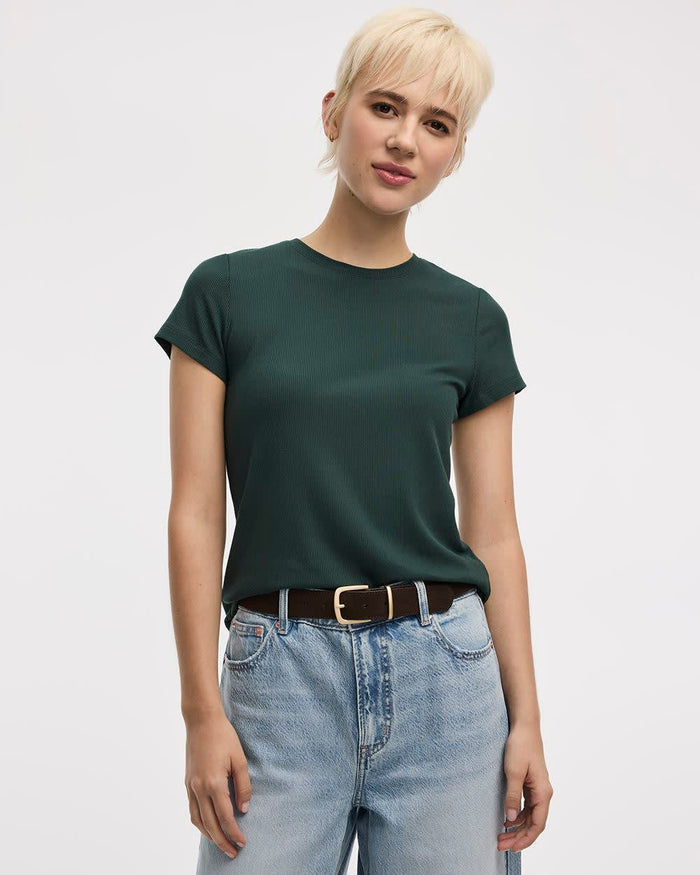 Ribbed Fitted Crew Neck T-Shirt - R Essentials