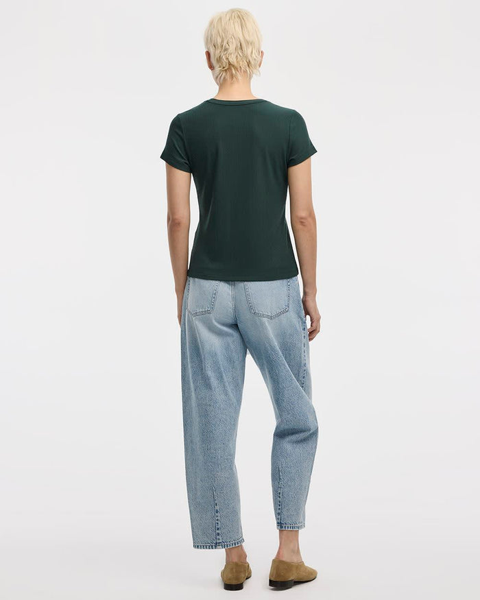 Ribbed Fitted Crew Neck T-Shirt - R Essentials
