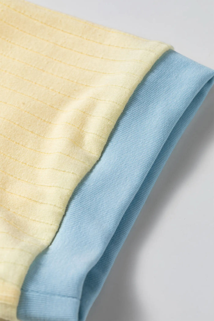 Ribbed Knit Color Block Trim Tee and Drawstring Skirt Set – Yellow