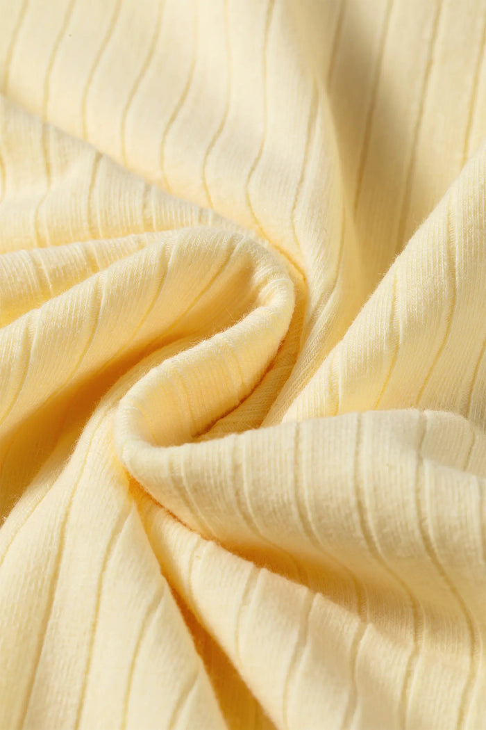 Ribbed Knit Color Block Trim Tee and Drawstring Skirt Set – Yellow