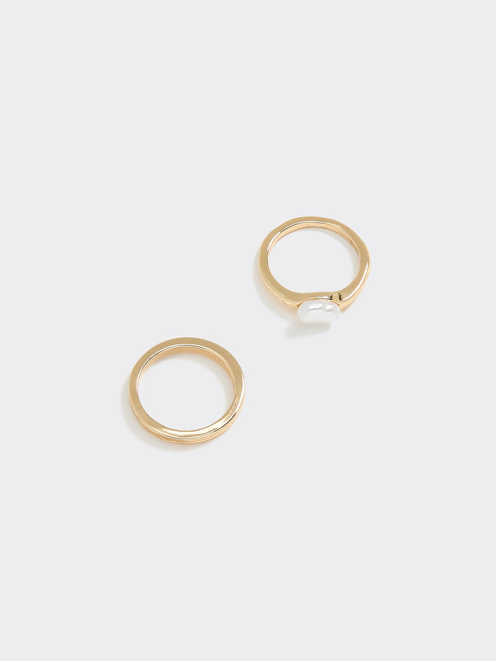 Rings with Pearl - Set of 2