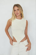 cream sleeveless knit top - thick sweater tank top - fall fashion | cream-image | front-image