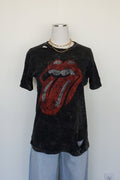 Front view of distressed band tee