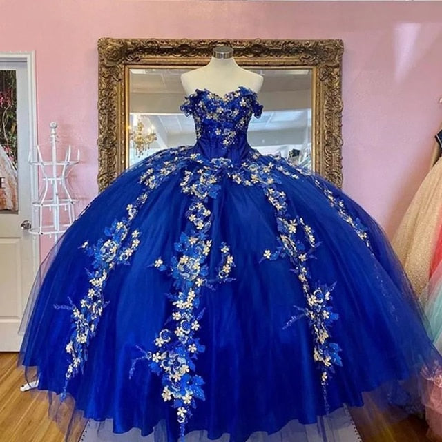 Royal Blue Quinceanera Dress Sweetheart Sleeveless - Envious Designs