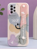 Samsung Galaxy A52 Case Set – Cute Cartoon Design with Strap & Grip Holder – Shockproof Protective Cover
