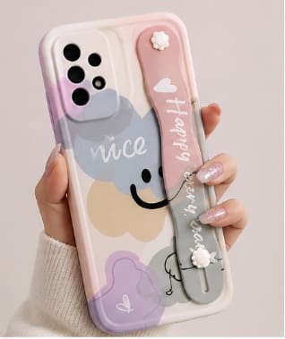Samsung Galaxy A52 Case Set – Cute Cartoon Design with Strap & Grip Holder – Shockproof Protective Cover