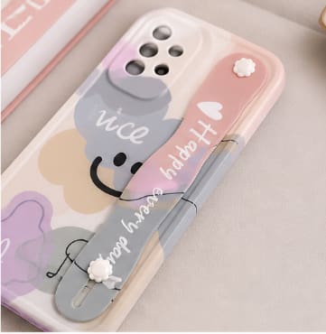 Samsung Galaxy A52 Case Set – Cute Cartoon Design with Strap & Grip Holder – Shockproof Protective Cover