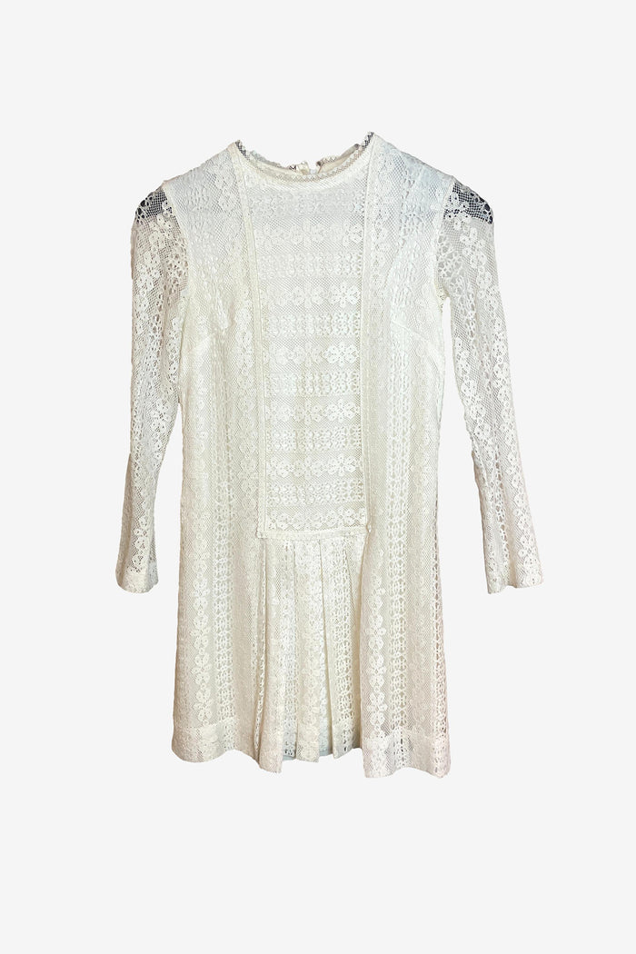 Sandy Shaw White Lace Long Sleeve Mini Dress image 0
