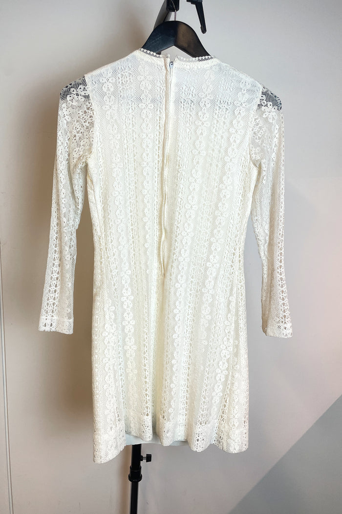 Sandy Shaw White Lace Long Sleeve Mini Dress image 1