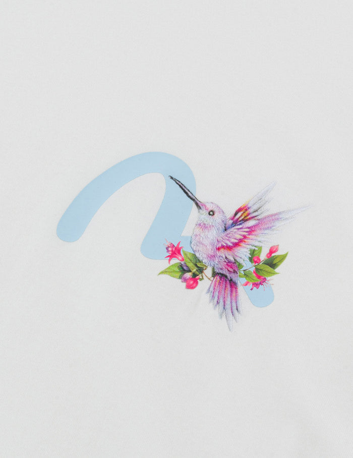 Seagull and Hummingbird Print Cropped T-shirt