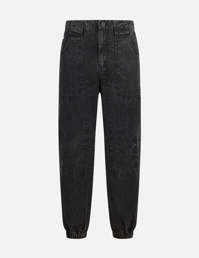 Seagull and Kamon Embroidery Straight Fit Woven Joggers
