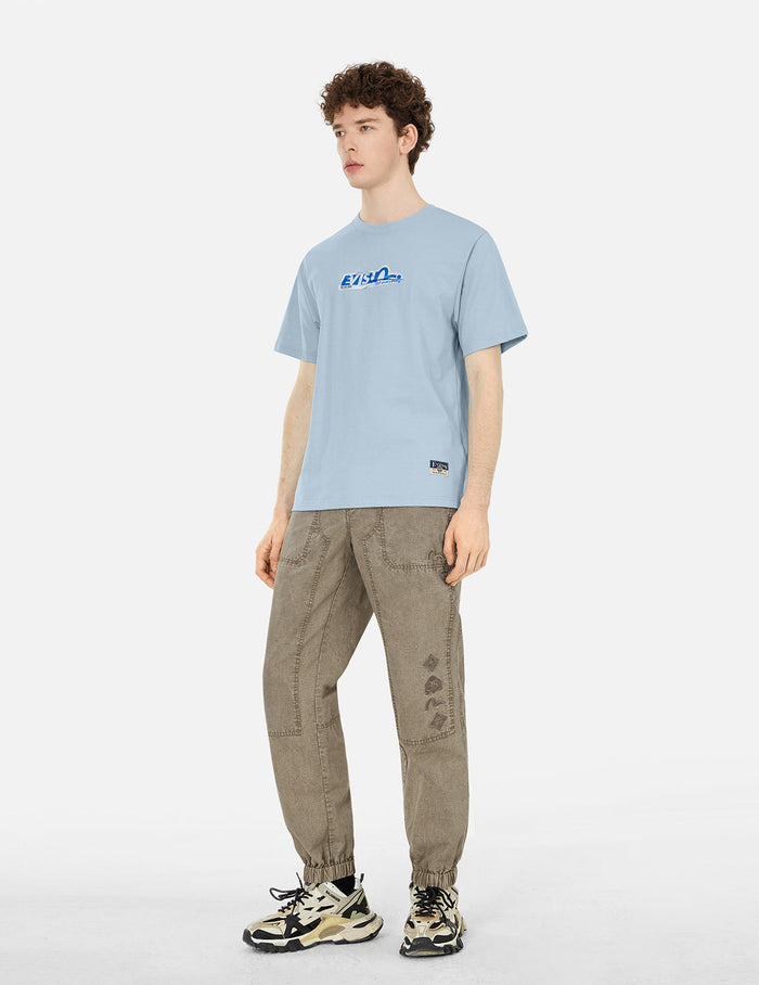 Seagull and Kamon Embroidery Straight Fit Woven Joggers